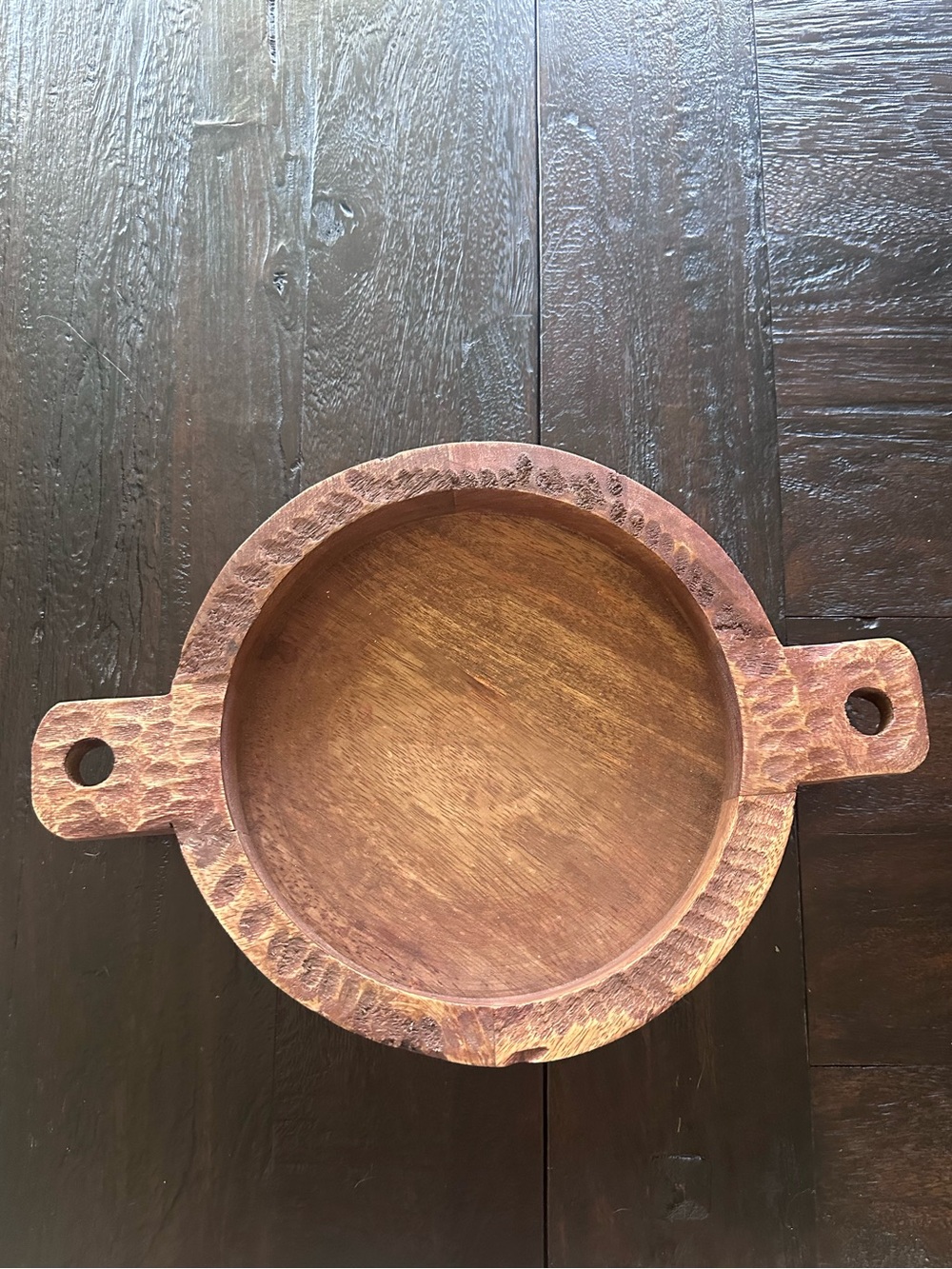 Handcrafted Wooden Rustic Serving Bowl in Warm Brown